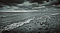 Clouds dark rocks Sea