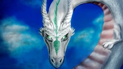 Clouds Dragons claws horns green eyes terraria skies lizards 