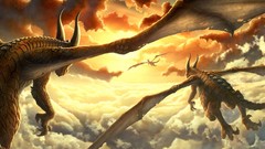Clouds Dragons fantasy art skyscapes