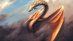 Clouds Dragons skies artwork fantasy art