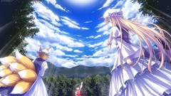 Clouds dress anime girls touhou animal ears yakumo yukari 