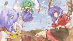 Clouds dress blondes blue hair long hair short hair kochiya 