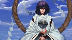 Clouds dress goddess red eyes Ropes anime girls short hair 