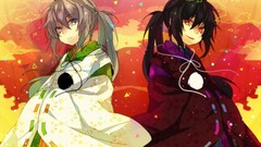 Clouds dress hats red eyes red dress long hair gray eyes anime 