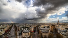 Clouds Eiffel Tower Paris France top view architecture 