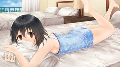 Clouds feet woman ass Anime anime girls skies black hair lying 