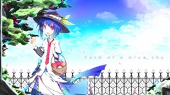 Clouds food Anime tie hats red eyes blue hair pink eyes short 