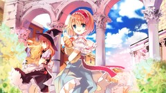Clouds food blondes anime girls blue eyes touhou kirisame 