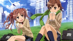 Clouds food skirts anime girls school uniforms seifuku misaka 