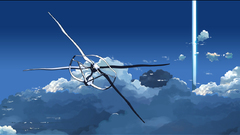 Clouds futuristic airplanes Makoto