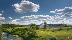 clouds grass sky Russia