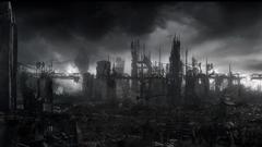 Clouds gray destruction buildings