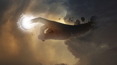 Clouds hands skies surreal