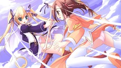 Clouds happiness Anime blondes long hair boots green eyes brown 