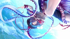 Clouds hats flying red eyes Ribbons bows legs skirts scarfs 