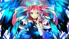 Clouds headphones blood Anime gloves pink hair long hair anime 