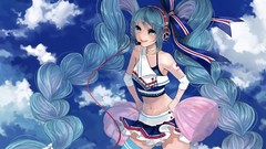 Clouds headphones navel wires bows tattoos skirts smiling long 