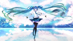 Clouds headphones tie gloves shirts microphones skirts blue 