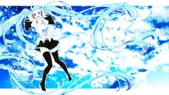 Clouds headphones tie skirts long hair anime girls hatsune miku 