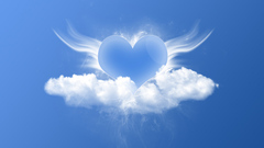 Clouds Hearts blue background