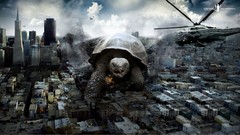 Clouds Helicopters cities turtles Photo manipulation