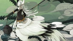 Clouds horns masks spears