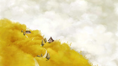 Clouds houses artwork countryside