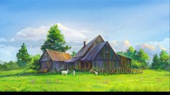 Clouds houses artwork scenic ArseniXC