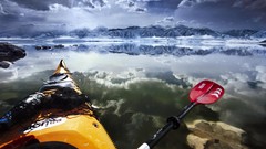 Clouds ice California kayak lakes reflections Mono Lake