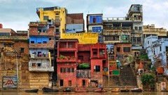 Clouds India Asia houses rivers cityscapes slum area