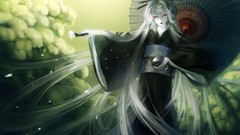 Clouds Japan Anime Japanese geisha white hair asians long hair 