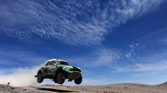 Clouds jump dust rally races racing Dakar racing cars Mini 