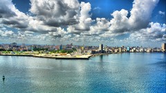 Clouds lakes buildings cityscapes towns