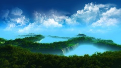 Clouds Landscapes forests mist