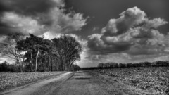 Clouds Landscapes grayscale roads