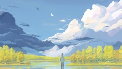 Clouds Landscapes painted lakes