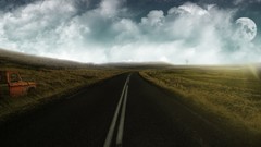 Clouds Landscapes streets moon