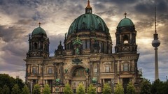 Clouds Landscapes Trees buildings