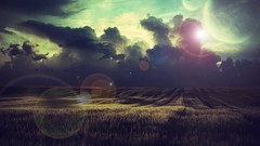 Clouds light wheat planets science fiction Photo manipulation