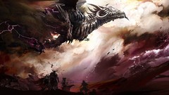 Clouds Lightning Dragons storm Warriors guild wars 2 skies 