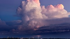 Clouds Lightning storm cities