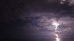 Clouds Lightning storm horizon Oceans