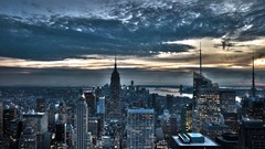 Clouds lights Skyscrapers buildings cities new york city