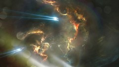 Clouds lights trail spaceships science fiction outer space 