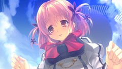 Clouds line blush pink hair brown eyes short hair seifuku game 