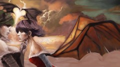 Clouds love morrigan Succubus artwork Lilith soft shading