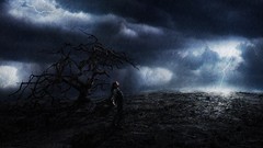 Clouds Men Lightning storm lonely