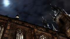 Clouds moon architecture buildings skies