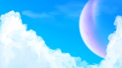 Clouds moon heaven planets skies artwork