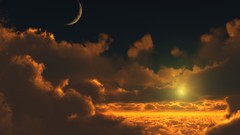 Clouds moon sunlight skyscapes